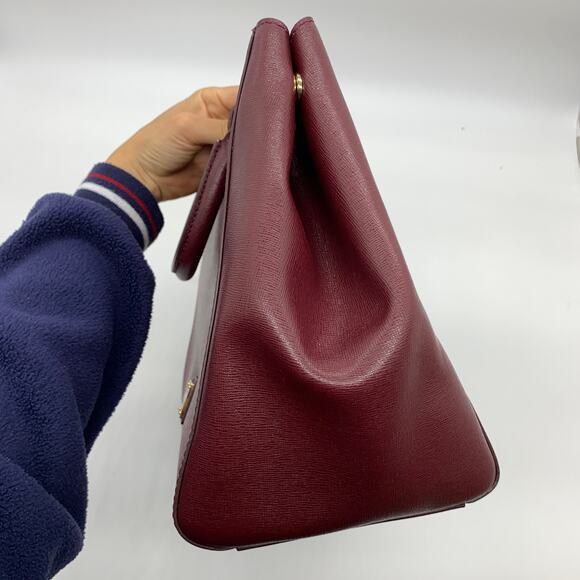 Dooney & Bourke Leather Purse Saffiano Zip Satchel Red Bordeaux - Picture 9 of 16